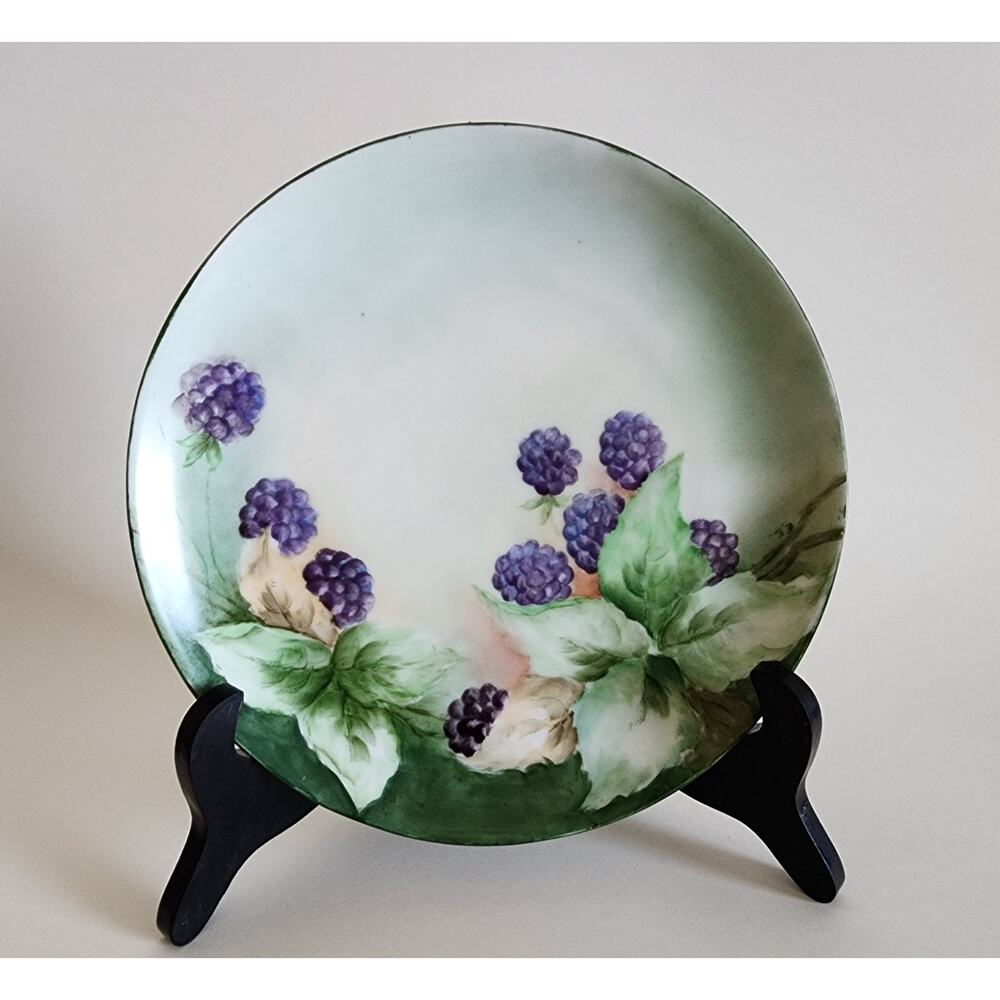 Vintage Weimar Germany Hand Painted Porcelain Plate 8.5" – Blackberry Design...